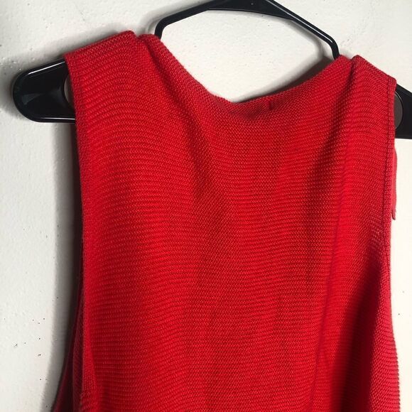 2/$30 Ava & Viv Cherry Red V-Neck Sweater Tie Shoulder Knit Tank - Picture 10 of 10